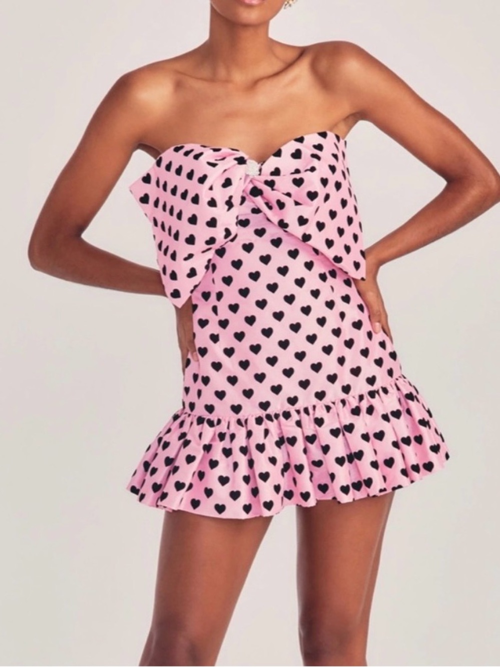 LoveShackFancy Tilson Dress pink polka dot mini dress with bow size 4